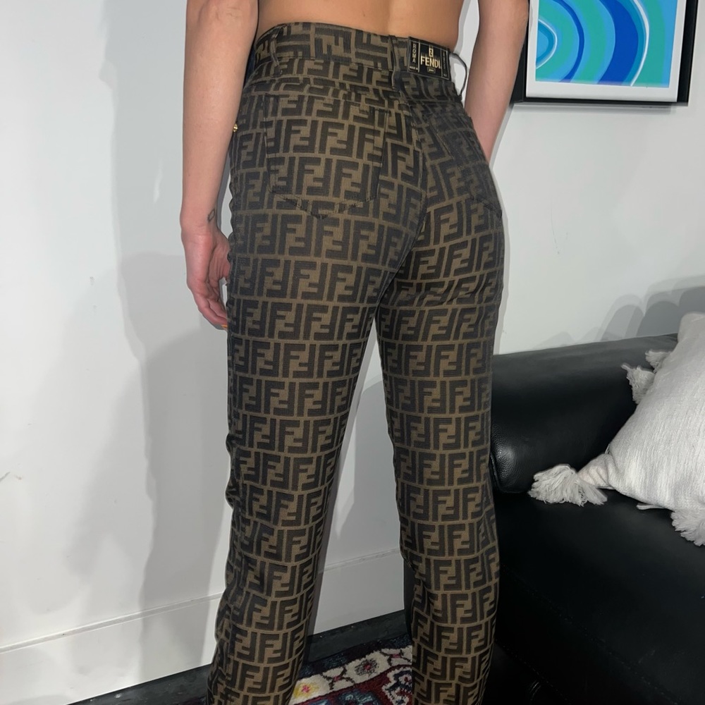 Vintage Fendi Monogram Brown Zucca Trousers